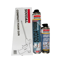 Pack SOUDAL: Pistola + Adhesivo 220 + Limpiador PU | Montaje corcho ISOCOR